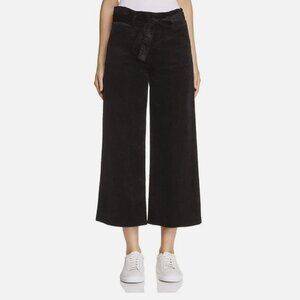PAIGE Black Wide Leg Pants Fine Wale Corduroy Cords NO BELT Sutton Crop